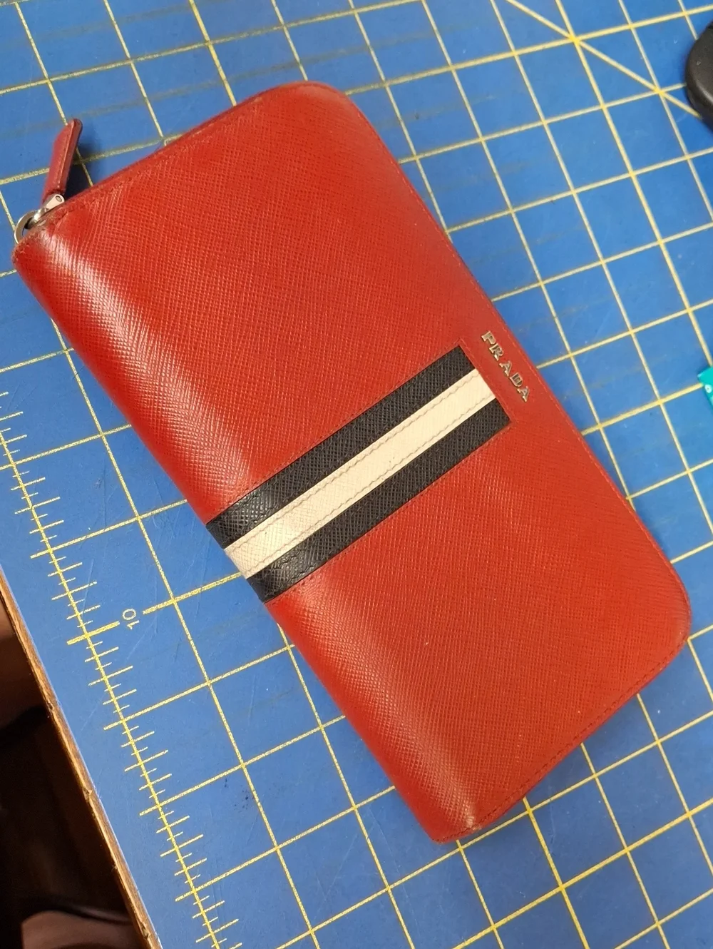 Prada Red Zip-Around 8x4 Leather Wallet Pre-Loved